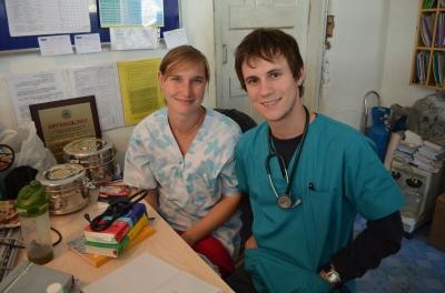 Male Projects Abroad intern poses for a photo with a Psychologist during a Care and Psychology working opportunity in Mongolia. Male Psychology worker poses with a Psychologist in a health care centre during his internship in Mongolia.